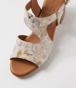 WALTZIN DF TAUPE FLORAL LEATHER