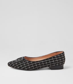 DERINA DF BLACK TWEED BLACK FABRIC PATENT