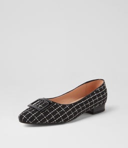DERINA DF BLACK TWEED BLACK FABRIC PATENT