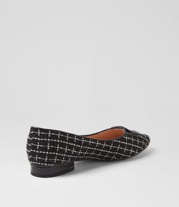 DERINA DF BLACK TWEED BLACK FABRIC PATENT