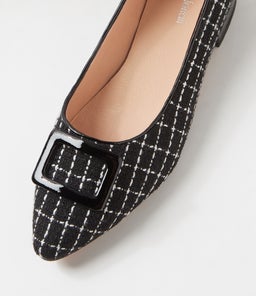 DERINA DF BLACK TWEED BLACK FABRIC PATENT
