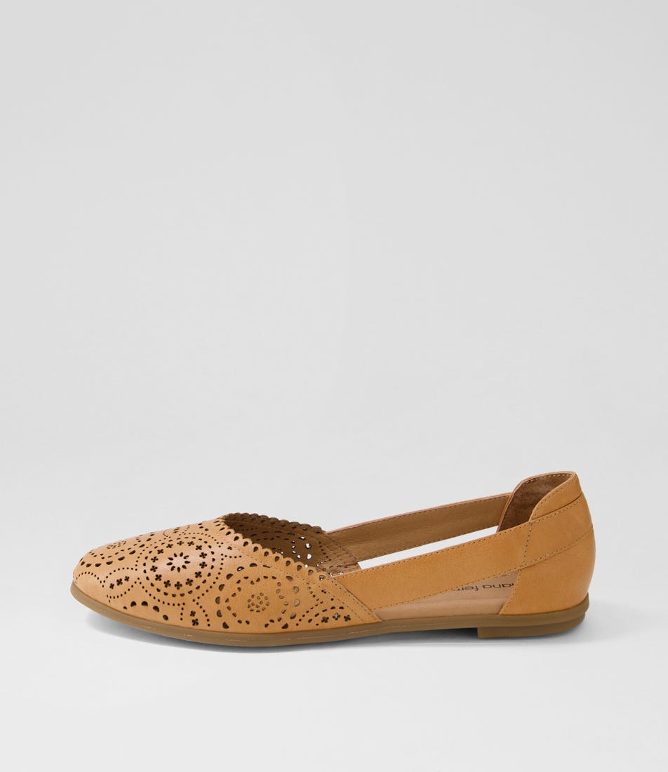Loama Dark Tan Leather Ballet Flats