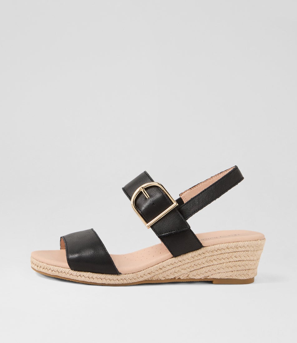 Hucy Black Leather Sandals Hucy Black Leather Sandals