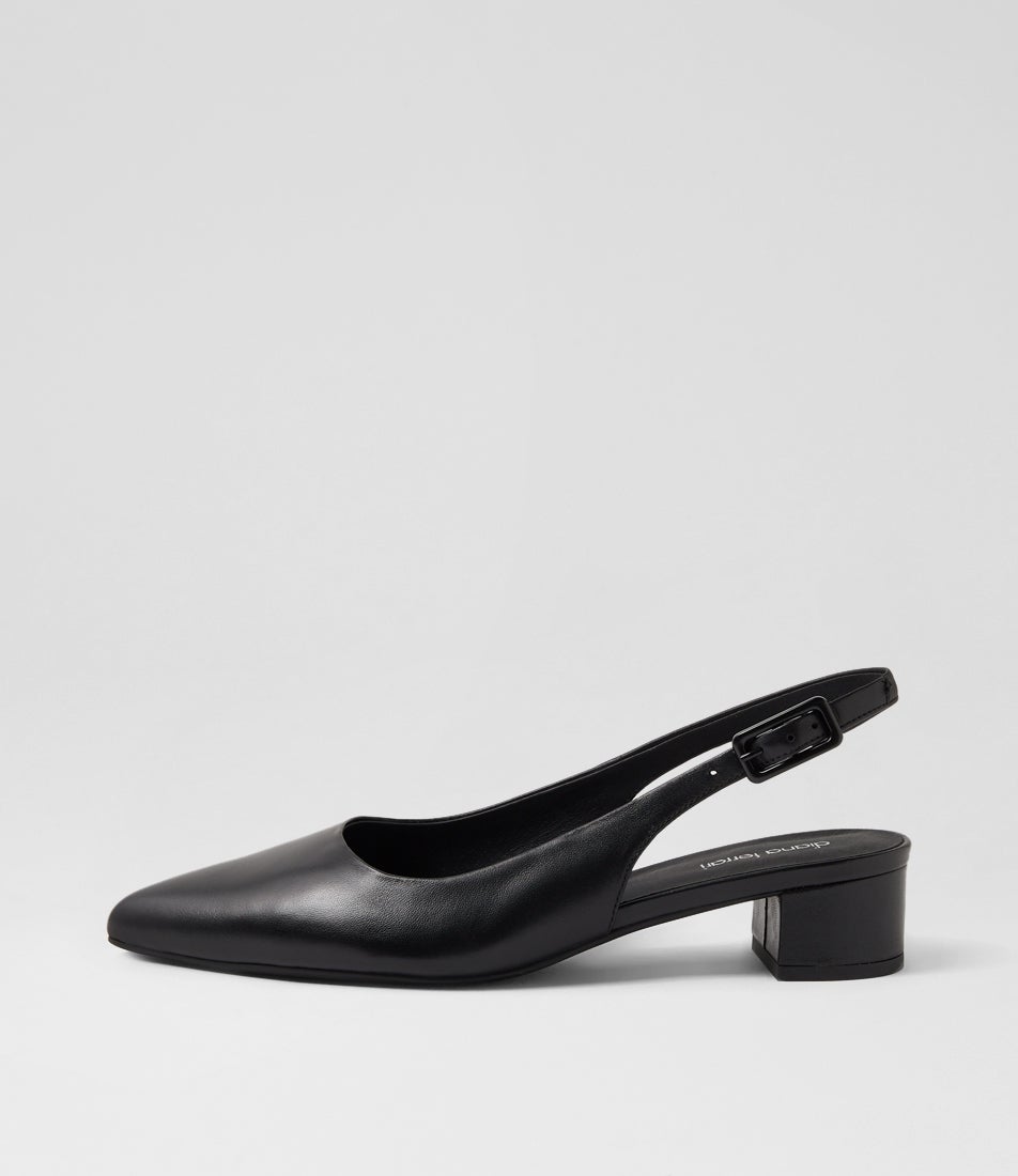 Claytin Black Leather Heels