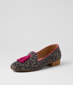RANNE DF GREY LEOPARD FUCHSIA SUEDE