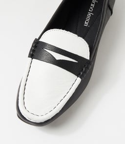 TATTERY DF BLACK WHITE LEATHER