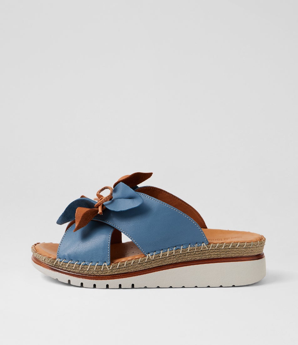 Intreege Denim Tan Leather Sandals Intreege Denim Tan Leather Sandals
