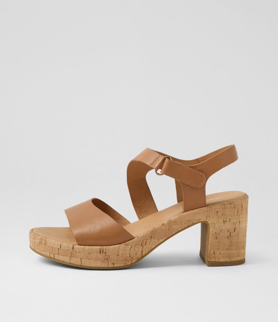 Bollings Dark Tan Cork Leather Sandals
