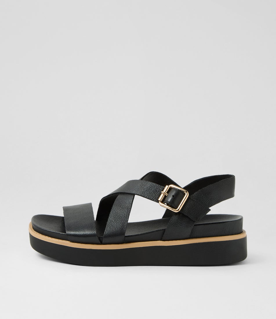 Blaklee Black Leather Sandals
