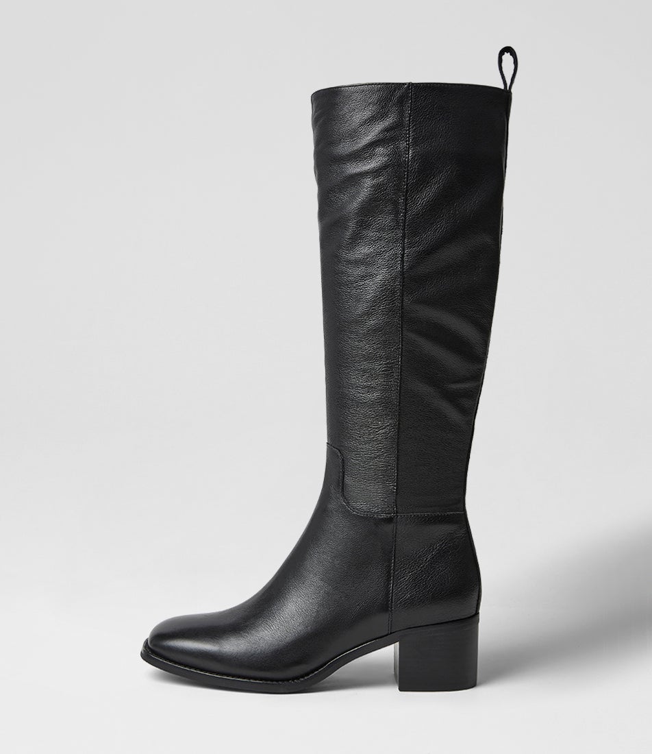 Amies Black Leather Knee High Boots