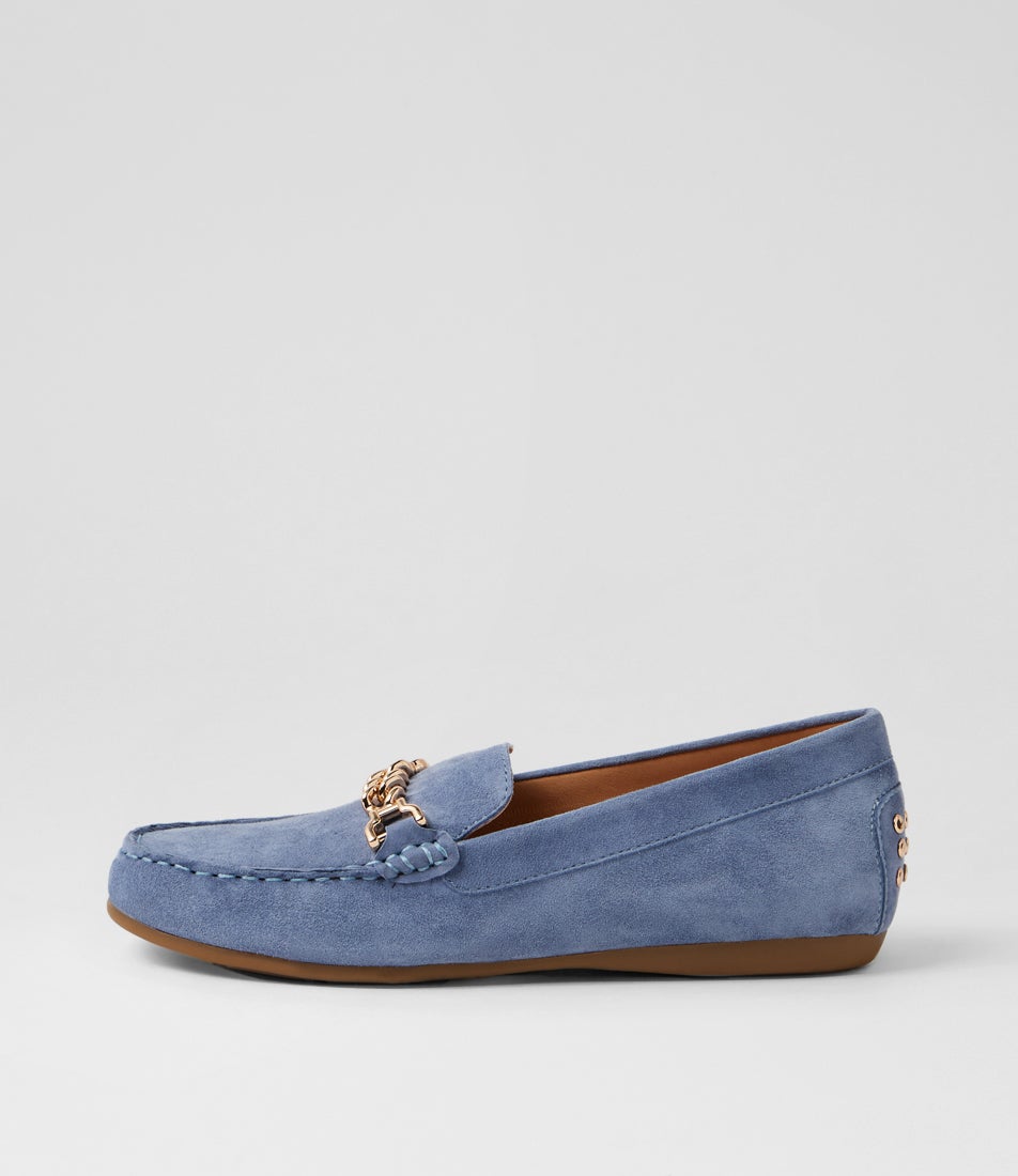Eroll Soft Blue Suede Flat Shoes