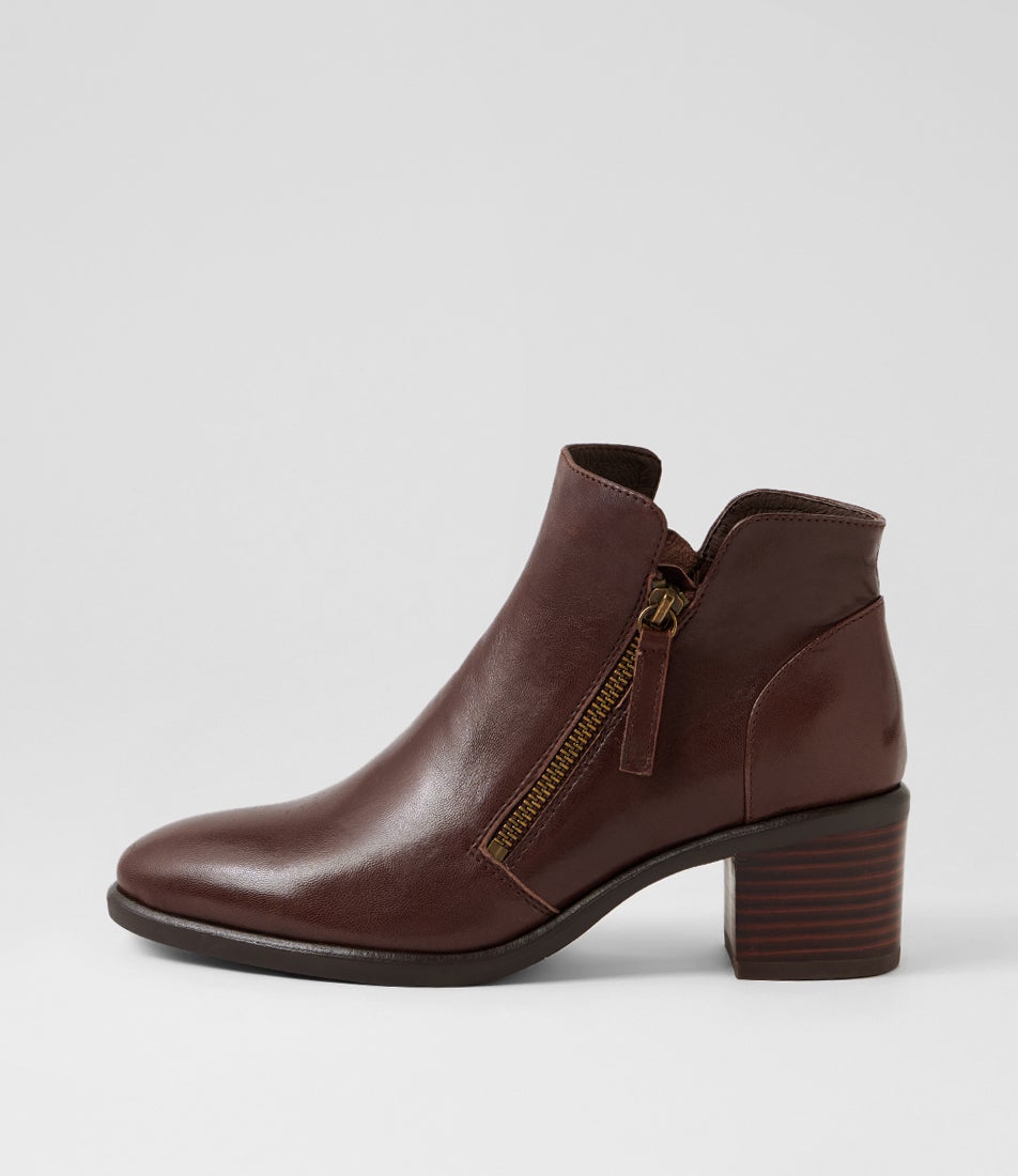 Esona Deep Brown Leather Ankle Boots Esona Deep Brown Leather Ankle Boots