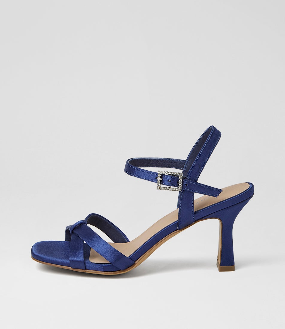 Triste Navy Satin Sandals Triste Navy Satin Sandals