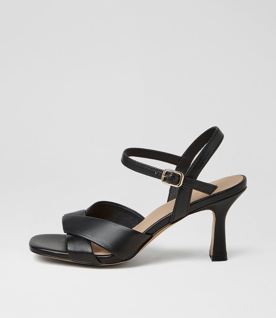 Tinkya Black Leather Heeled Sandals Tinkya Black Leather Heeled Sandals