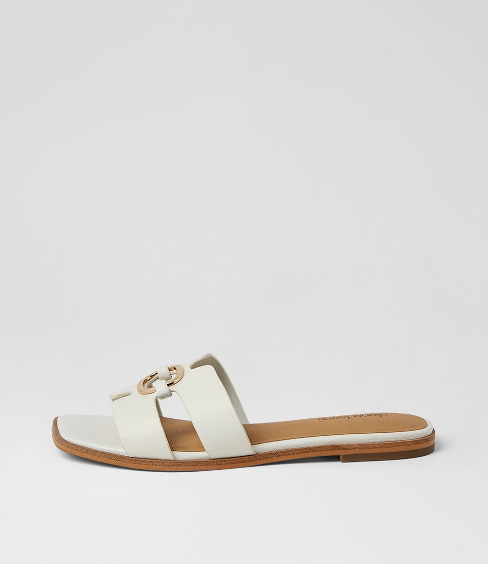 Simle White Leather Sandals