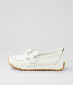 Darta White Mesh Leather Flat Shoes Darta White Mesh Leather Flat Shoes