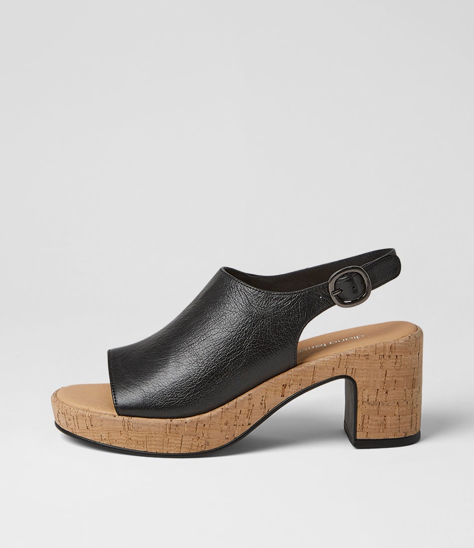 Balma Black Cork Heel Leather Sandals Balma Black Cork Heel Leather Sandals