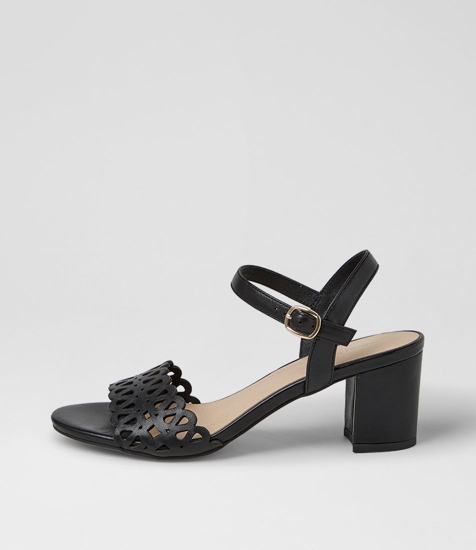 Graice Black Leather Sandals