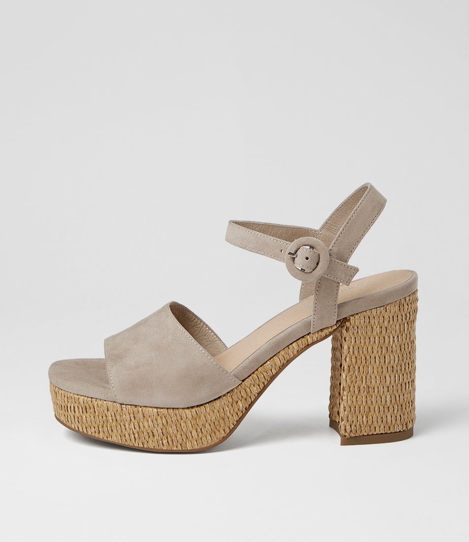 Lable Light Taupe Natural Suede Heeled Sandals