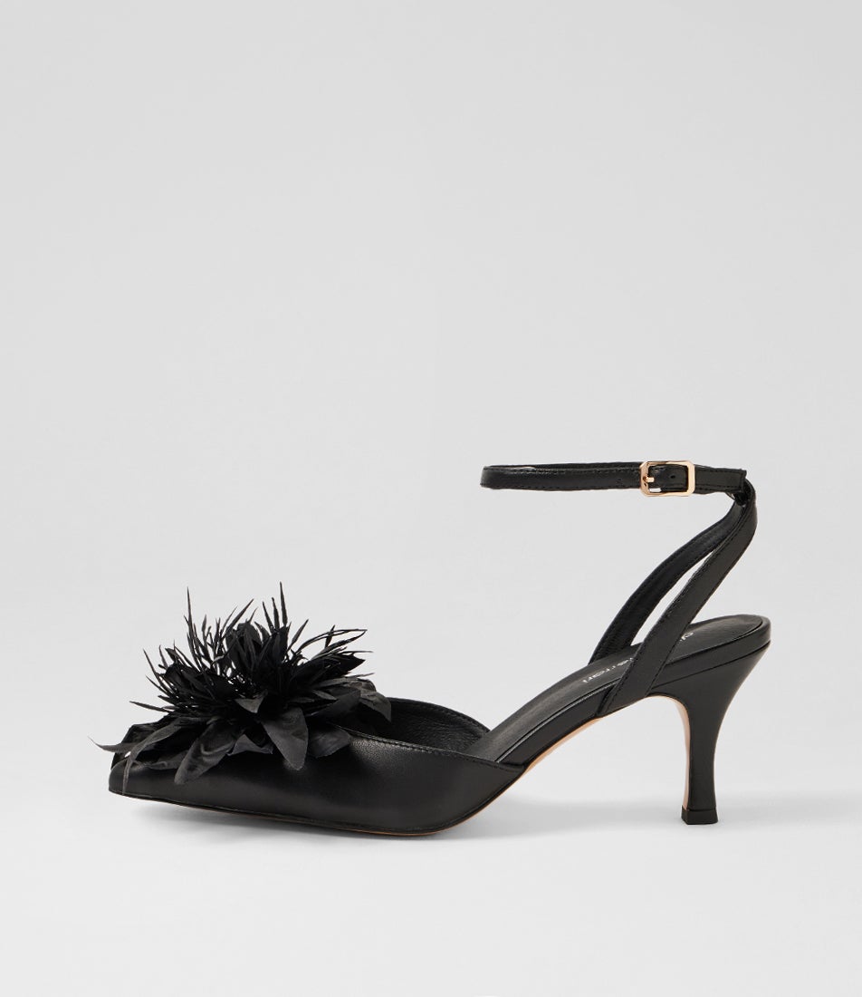 Tattel Black Leather Heels