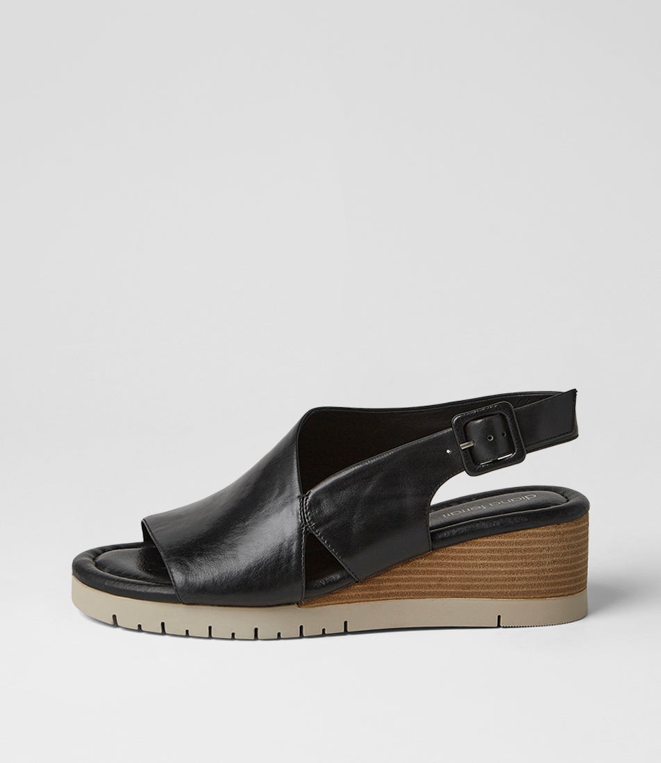 Vinka Black Taupe Leather Sandals