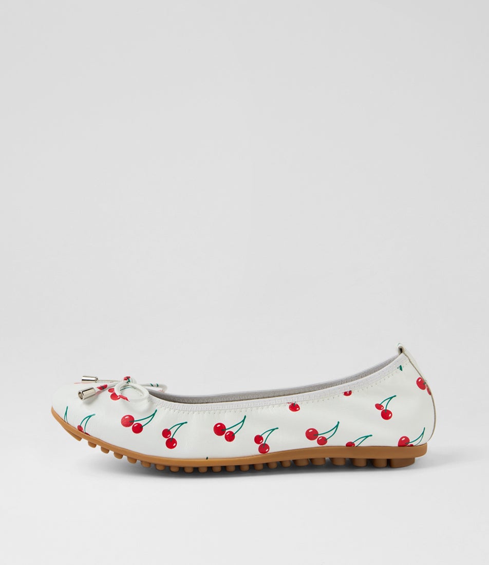Belin Cherry Print Leather Ballet Flats