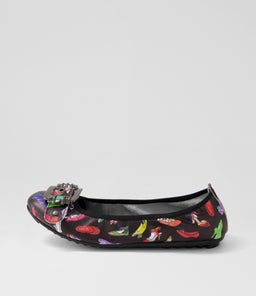 BELLEZ BLACK SHOE PRINT LEATHER