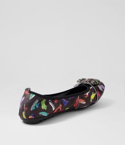BELLEZ BLACK SHOE PRINT LEATHER