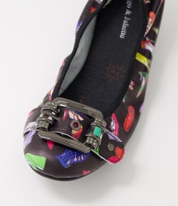 BELLEZ BLACK SHOE PRINT LEATHER
