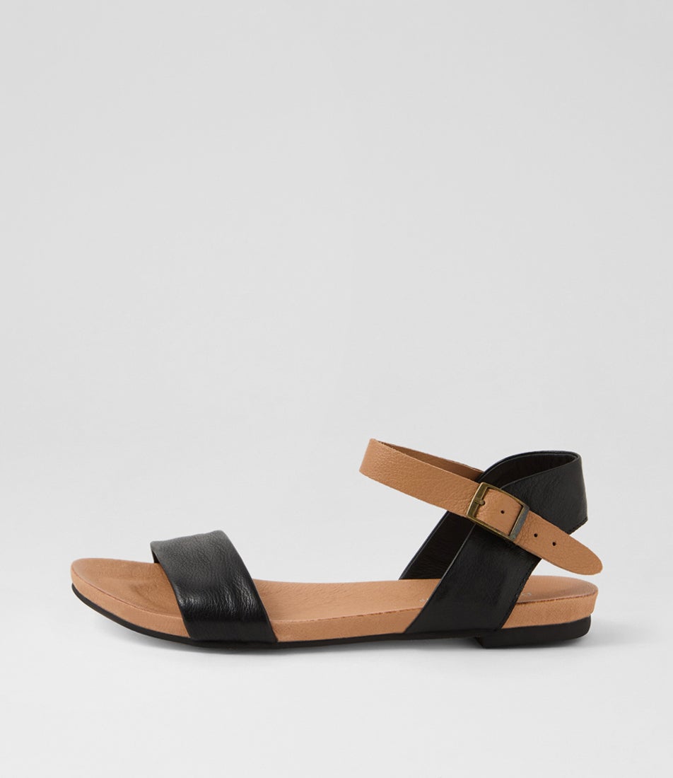 Jinnit Black Tan Leather Sandals Jinnit Black Tan Leather Sandals