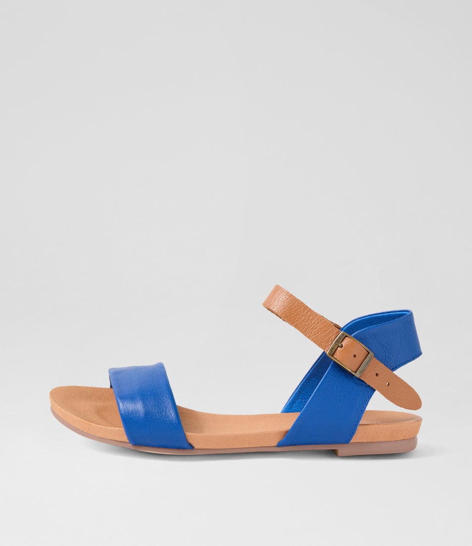Jinnit Cobalt Light Tan Leather Sandals