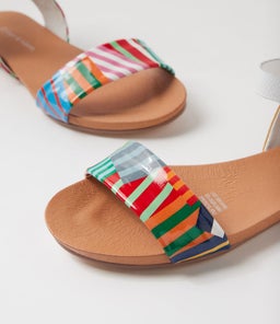 JINNIT WHITE STRIPE MULTI WHITE PATENT LEATHER