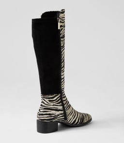 TETLEY ZEBRA METAL BLACK PONY STRETCH MICROSUEDE