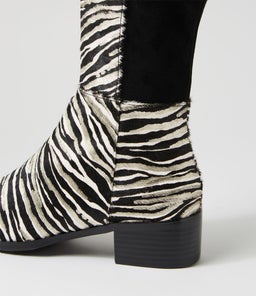 TETLEY ZEBRA METAL BLACK PONY STRETCH MICROSUEDE