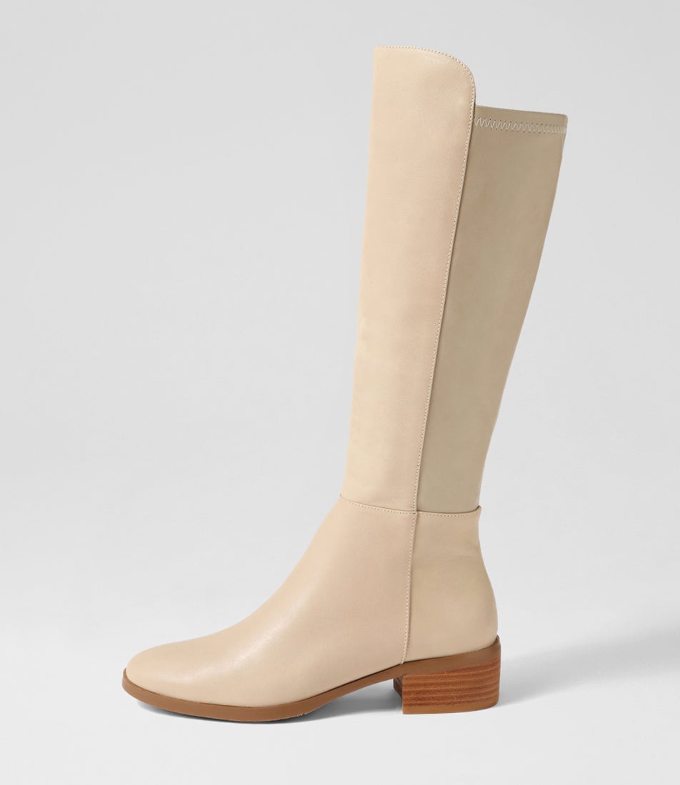 Tetley Almond Leather Stretch Knee High Boots Tetley Almond Leather Stretch Knee High Boots