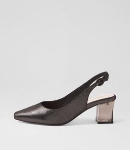 HINNIS BLACK BLACK HEEL SHIMMER LEATHER