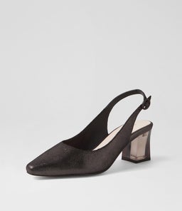 HINNIS BLACK BLACK HEEL SHIMMER LEATHER