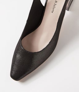 HINNIS BLACK BLACK HEEL SHIMMER LEATHER