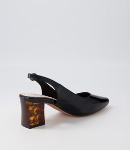 HINNIS BLACK LEOPARD HEEL PATENT LEATHER