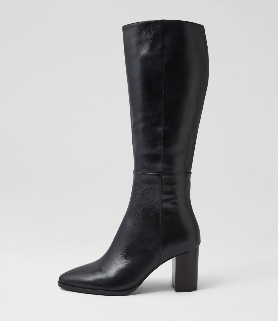 Allouta Black Leather Calf Boots Allouta Black Leather Calf Boots