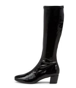 HAYLEYS BLACK STRETCH PATENT PU
