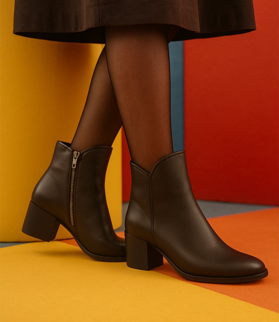 Mockas Black Leather Ankle Boots