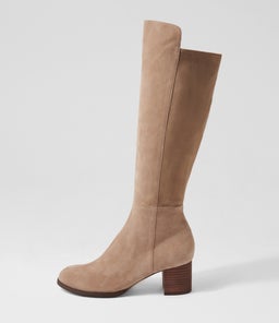 SETLEY TAUPE CHOC HEEL SUEDE STRETCH MICROSUEDE