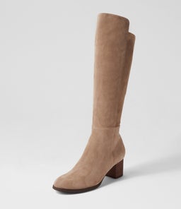 SETLEY TAUPE CHOC HEEL SUEDE STRETCH MICROSUEDE