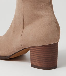 SETLEY TAUPE CHOC HEEL SUEDE STRETCH MICROSUEDE