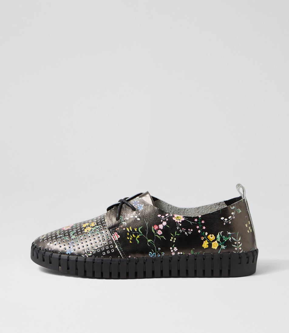Huston Black Bouquet Leather Sneakers