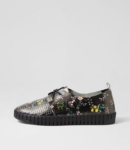 Huston Black Bouquet Leather Sneakers Huston Black Bouquet Leather Sneakers