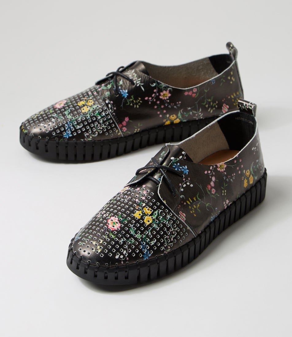 Huston Black Bouquet Leather Sneakers
