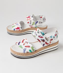 ATHA WHITE SHOE PRINT LEATHER