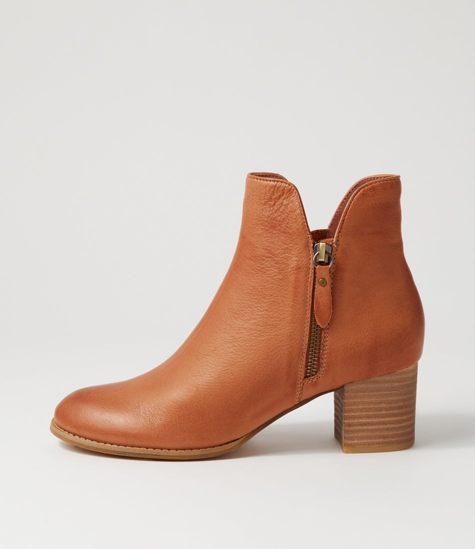 Shiannely Cognac Leather Ankle Boots Shiannely Cognac Leather Ankle Boots